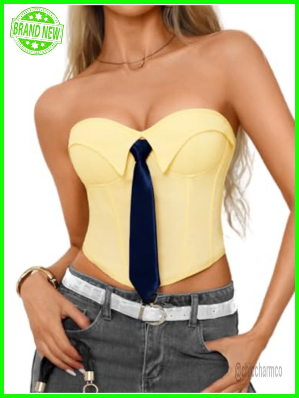Strapless Corset Top Bustier Crop Lace-Up Back Clubwear